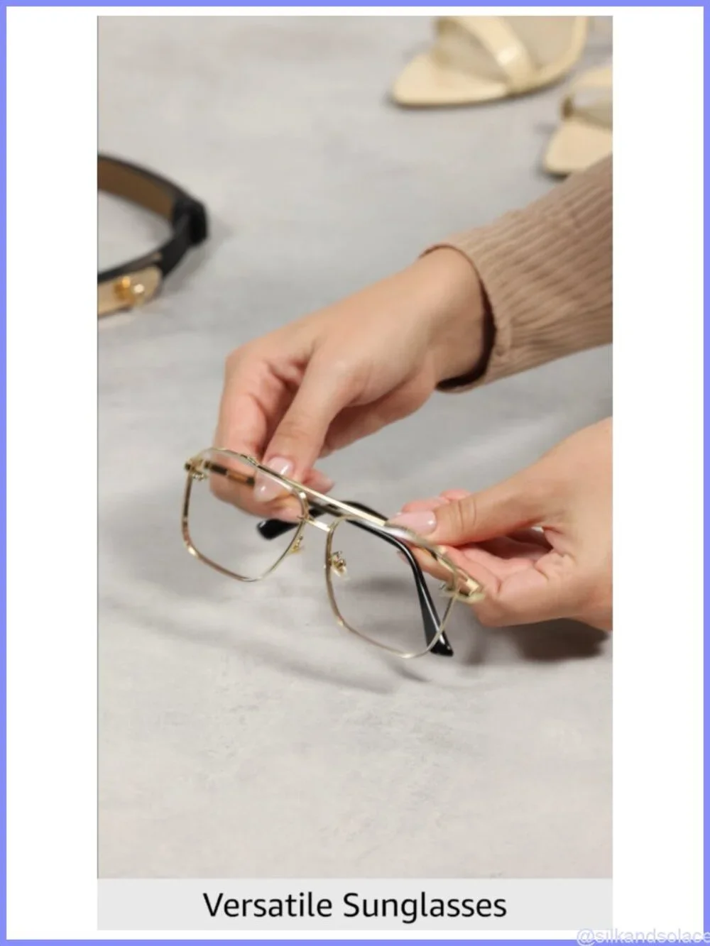Oversized Square Aviator Sunglasses Metal Frame Gradient Lens UV Protection